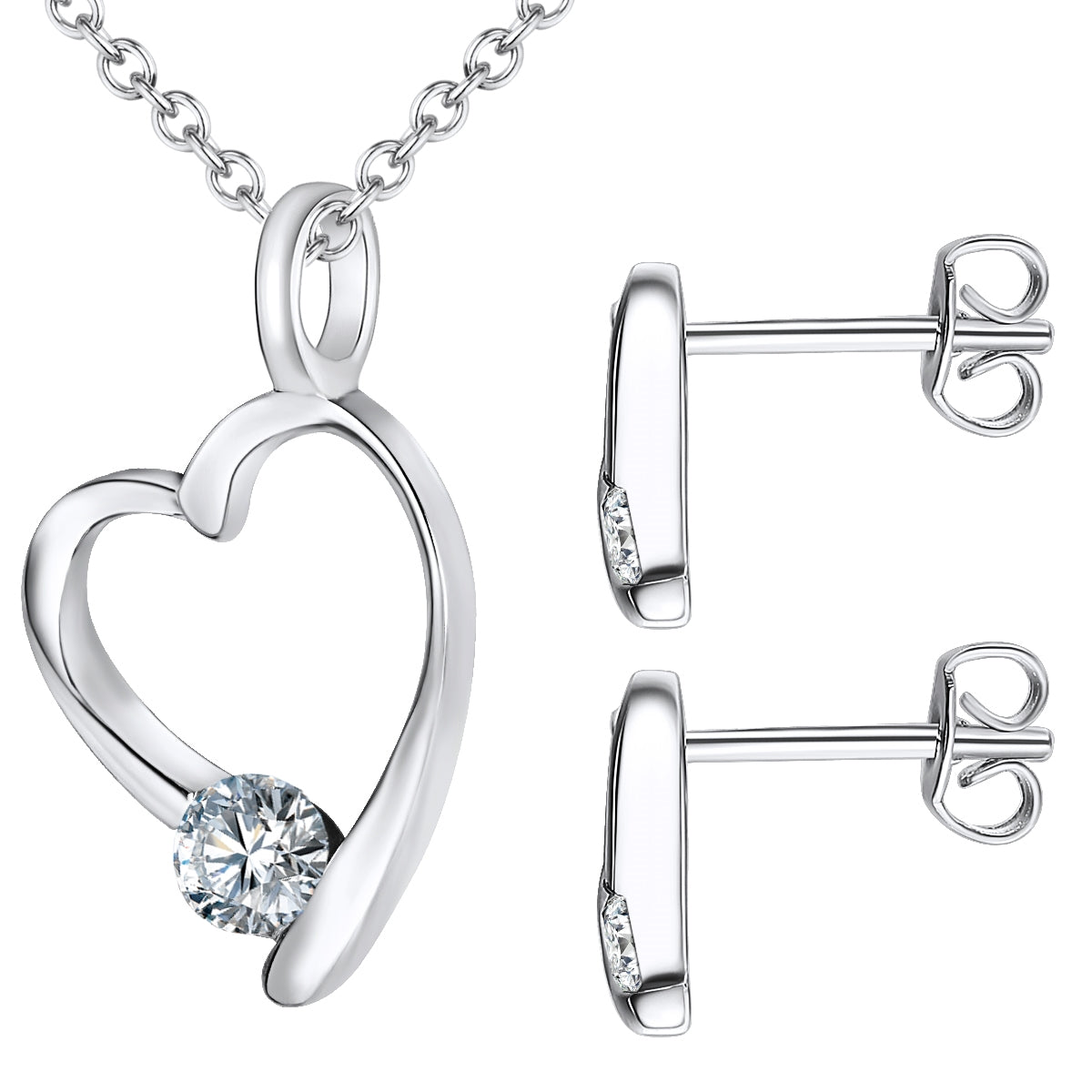Set (Kette+Ohrstecker) verziert mit Kristallen von Swarovski® weiß