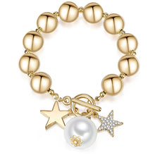  Armband gelbgold Perle (synth.) weiß Glaskristall weiß