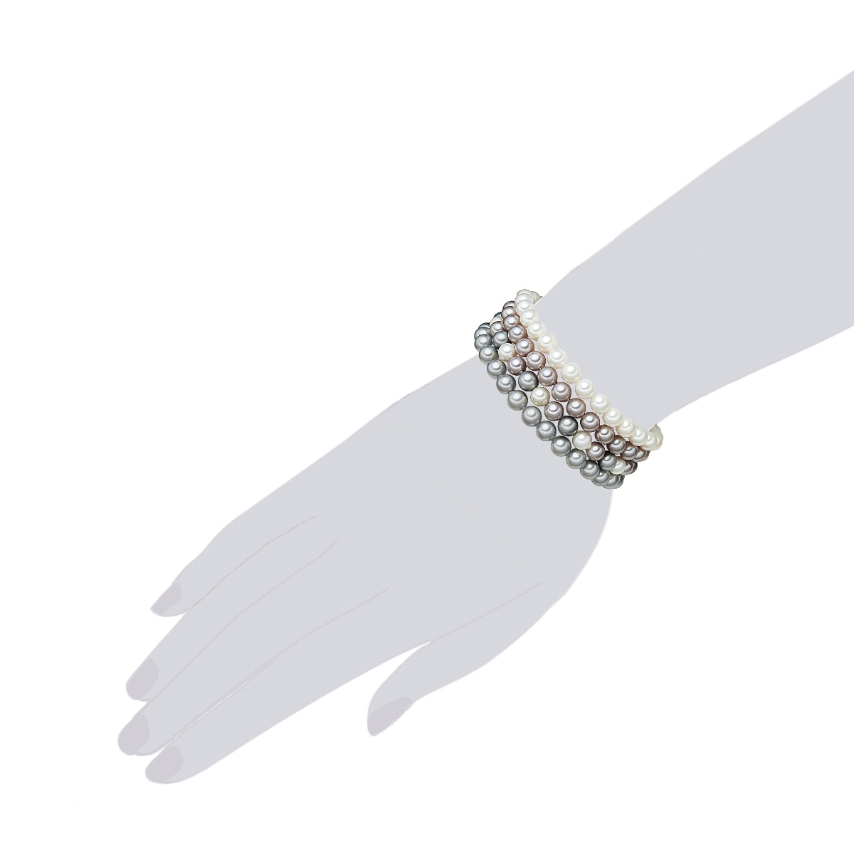 4er Set Armbänder Muschelkernperle multicolor