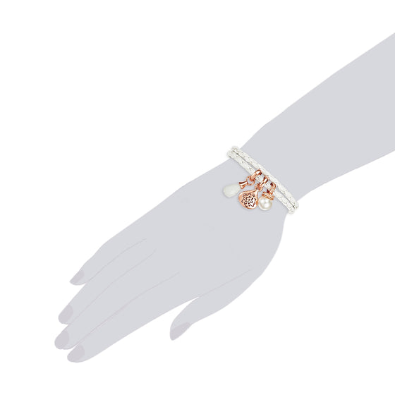 Armband weiß Perle (synth.) weiß verziert mit Kristallen von Swarovski® weiß Glas weiß