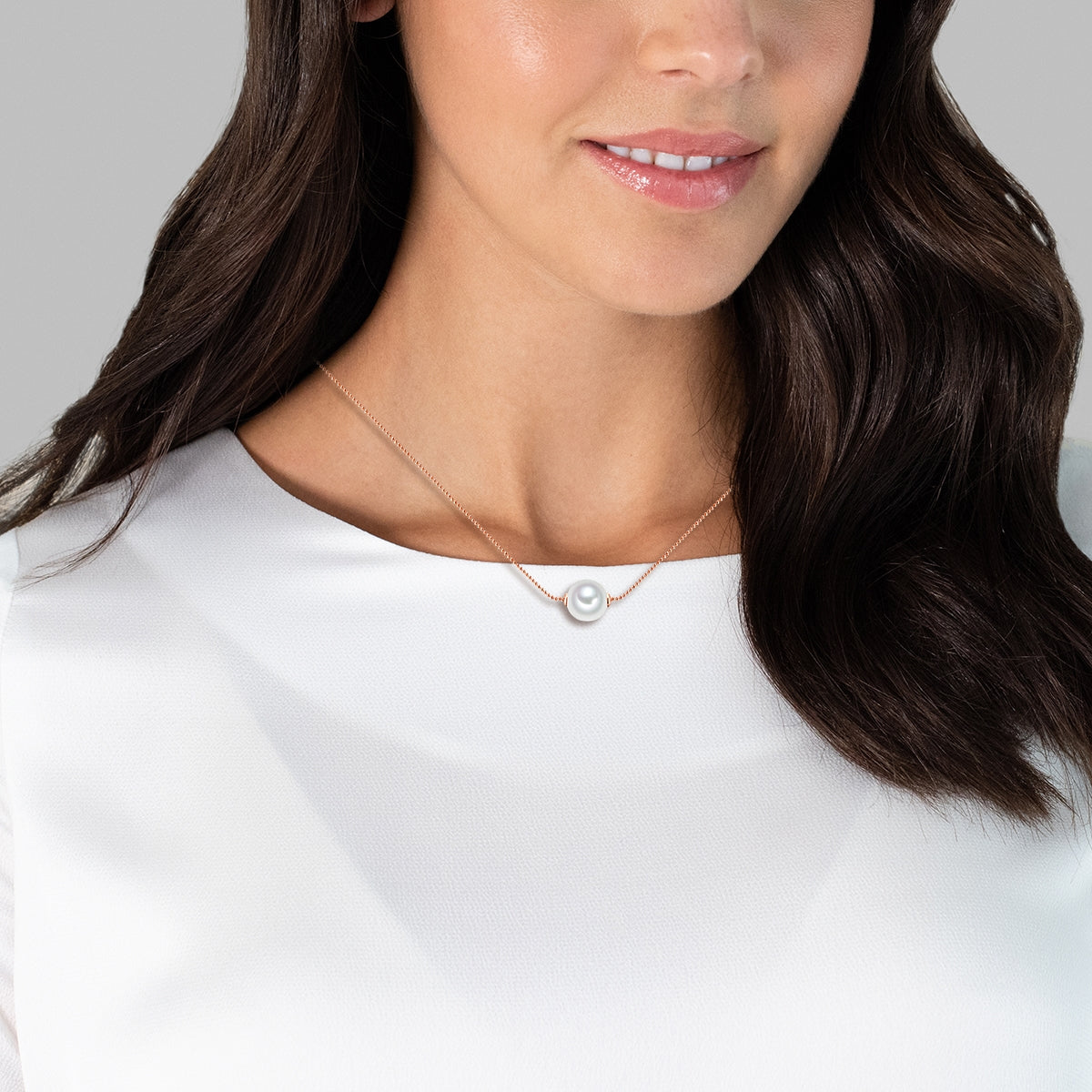 Kette roségold Muschelkernperle weiß