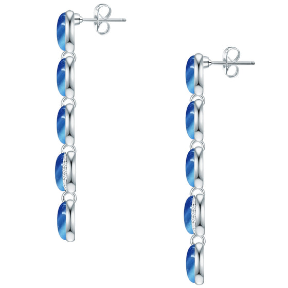 Ohrhänger verziert mit Kristallen von Swarovski® weiß Katzenauge blau