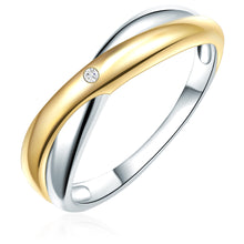  Ring Sterling Silber bi-Color Diamant weiß