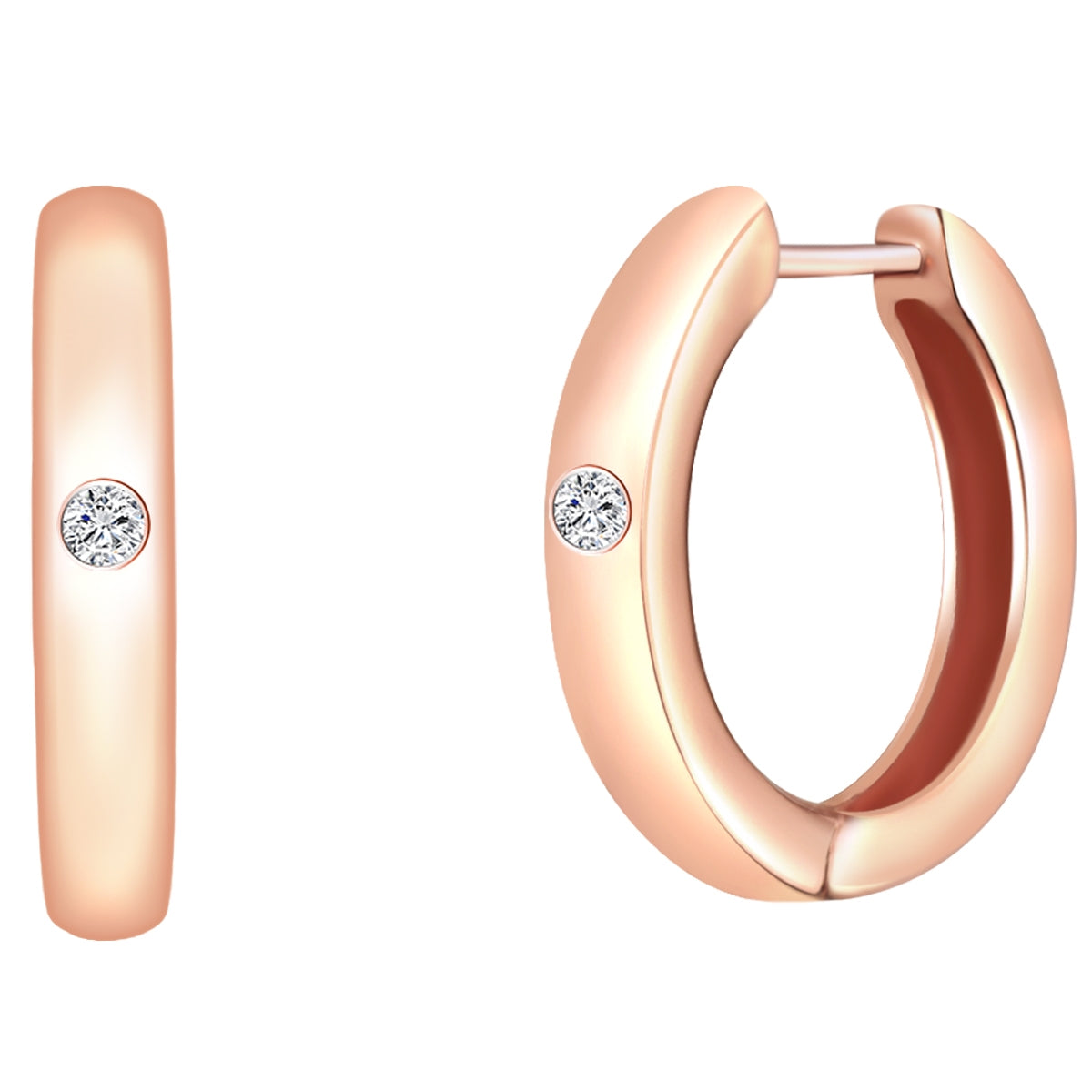 Klappcreolen Sterling Silber roségold Diamant weiß