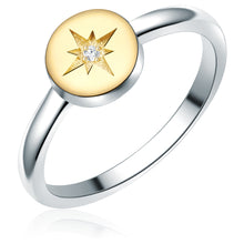  Ring Sterling Silber bi-Color Diamant weiß