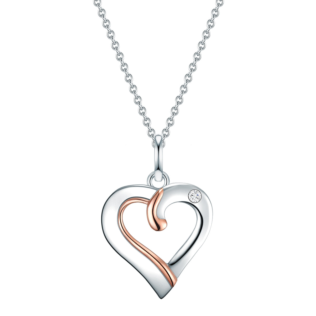 Kette mit Anhänger Sterling Silber bicolor Diamant weiß