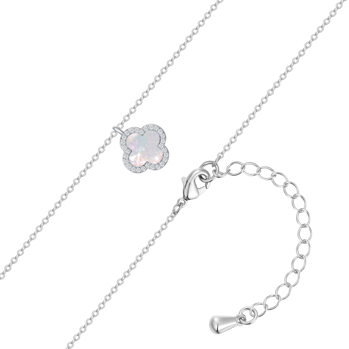 Kette mit Anhänger Zirkonia weiß Perlmutt weiß