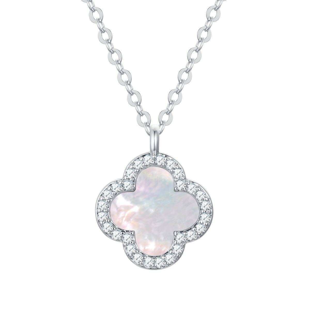 Kette mit Anhänger Zirkonia weiß Perlmutt weiß