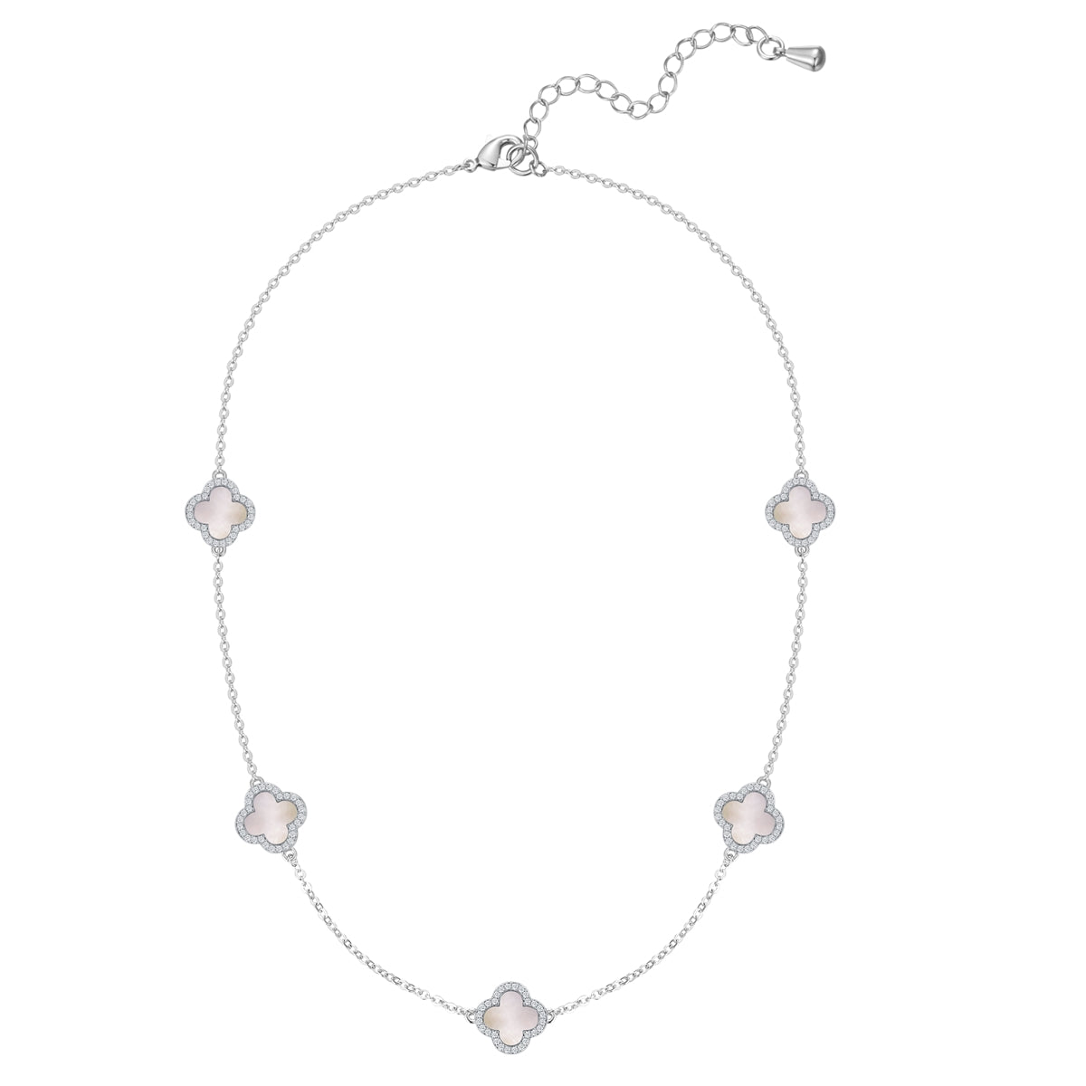 Kette mit Anhänger Zirkonia weiß Perlmutt weiß