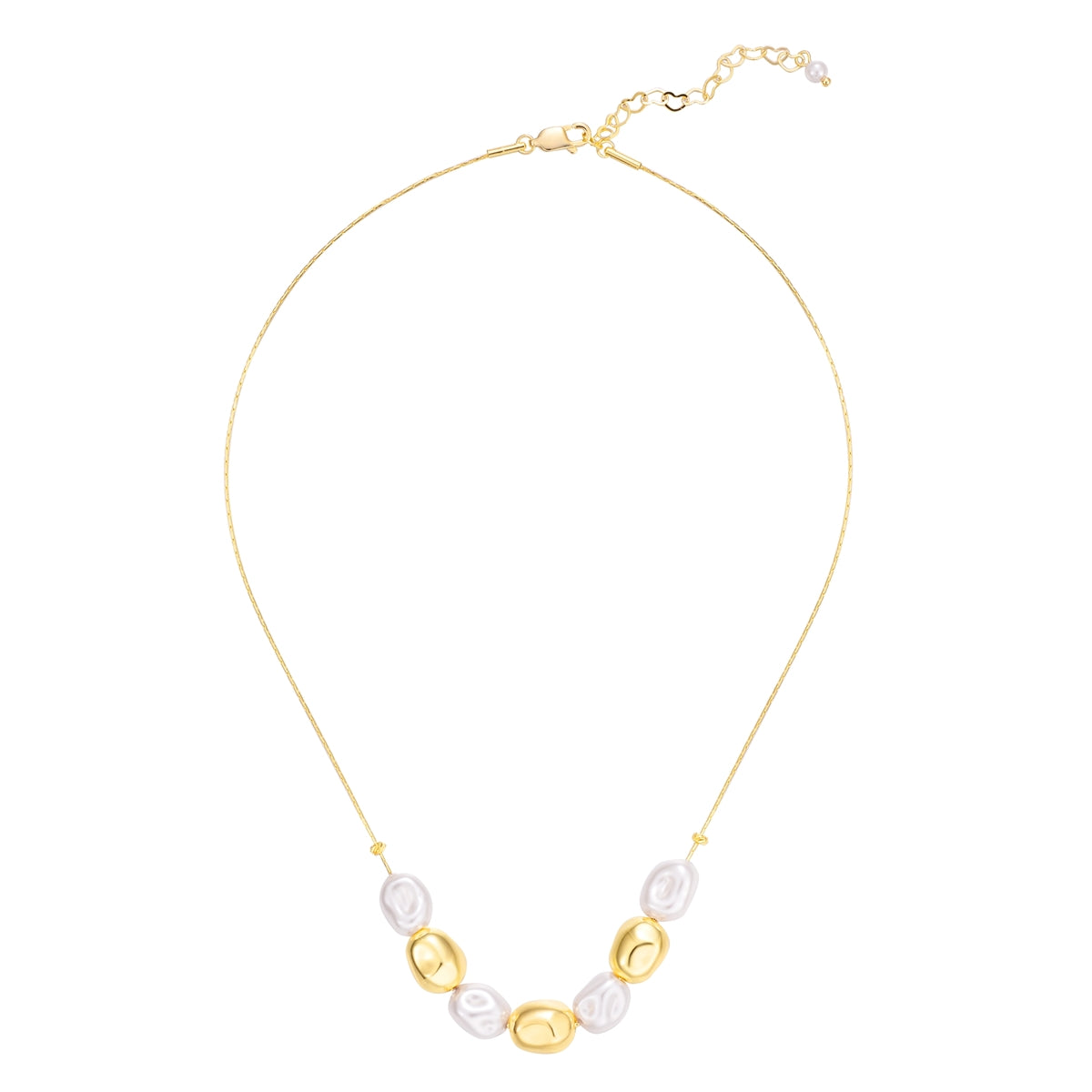 Kette gelbgold Glasperle weiß
