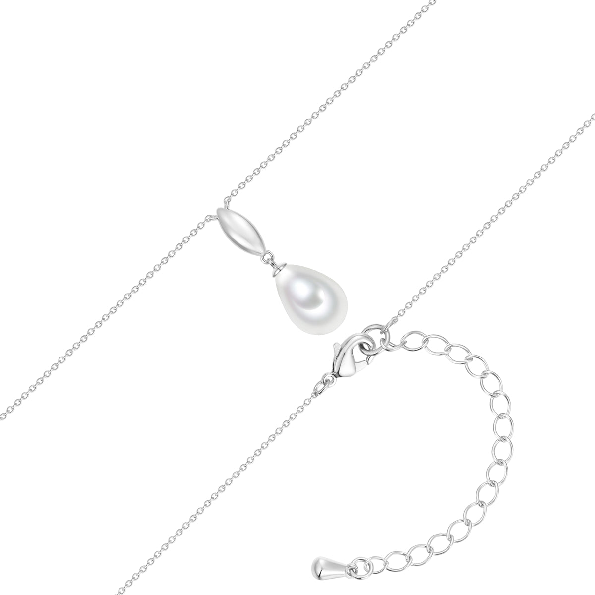 Kette mit Anhänger Glasperle weiß