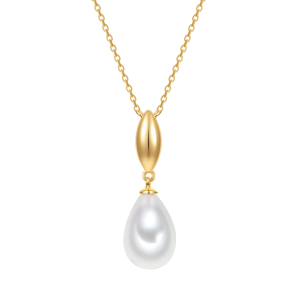 Kette mit Anhänger gelbgold Glasperle weiß