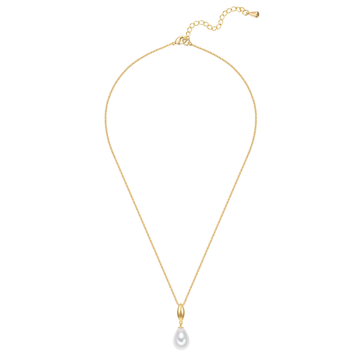 Kette mit Anhänger gelbgold Glasperle weiß