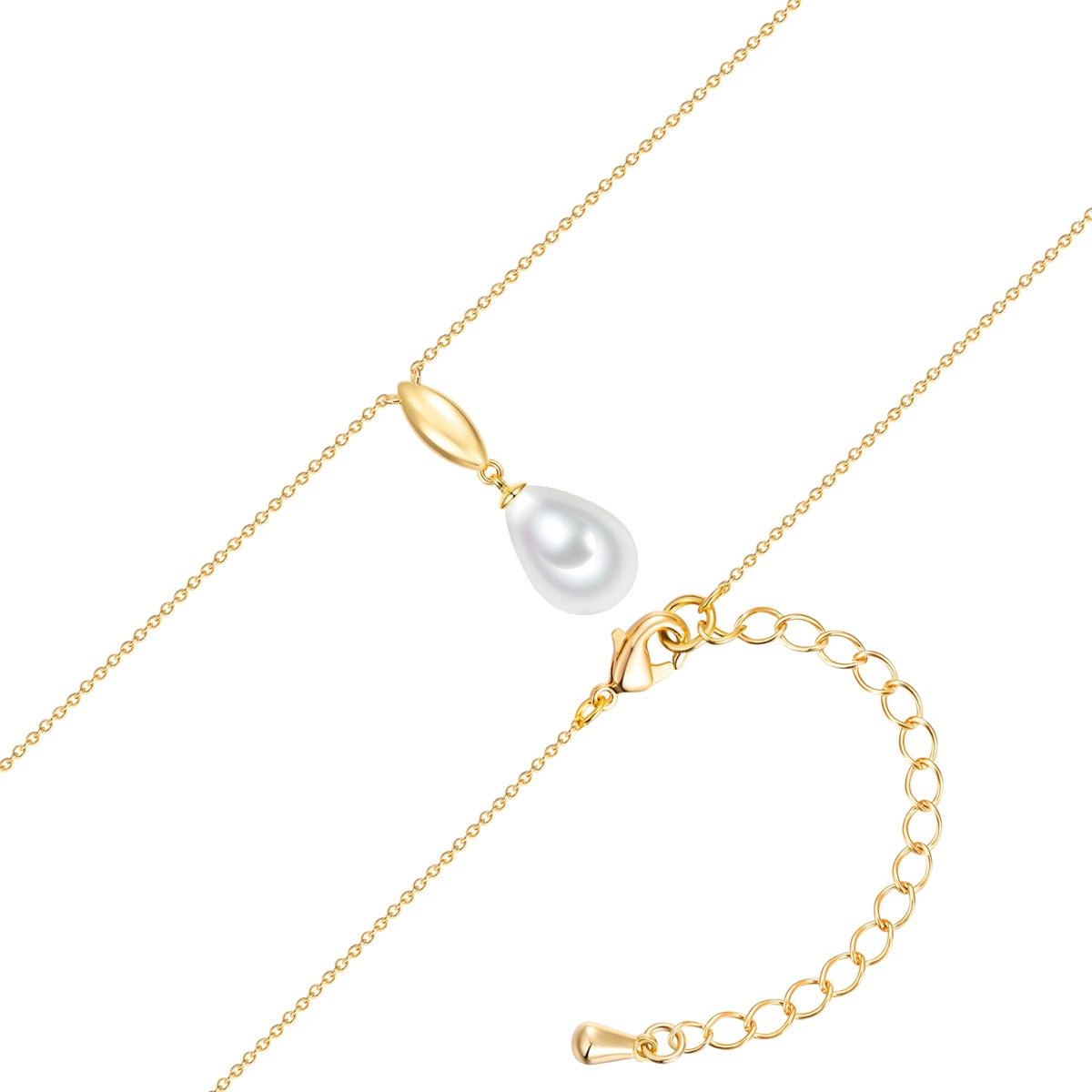 Kette mit Anhänger gelbgold Glasperle weiß