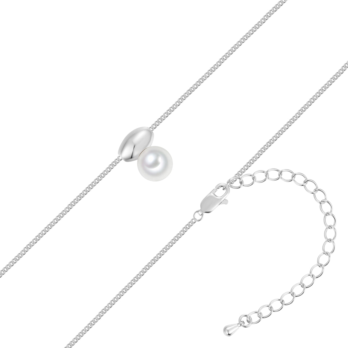 Kette mit Anhänger Glasperle weiß
