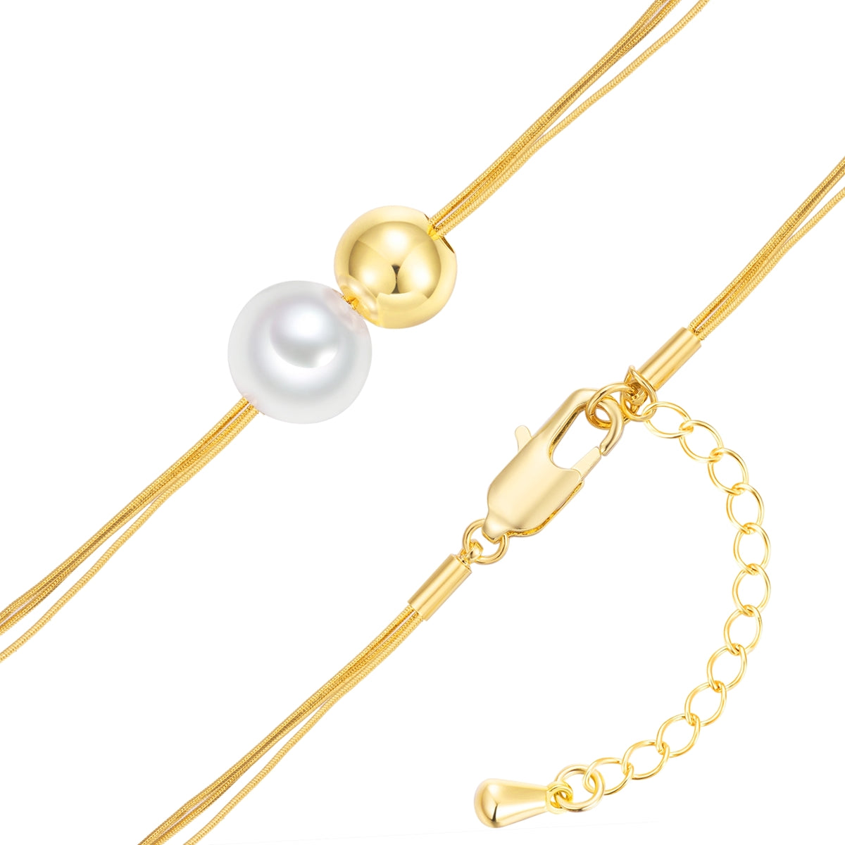 Kette mit Anhänger gelbgold Glasperle weiß