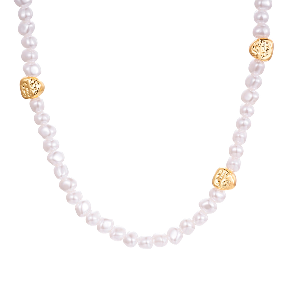 Kette gelbgold Perle (synth.) weiß