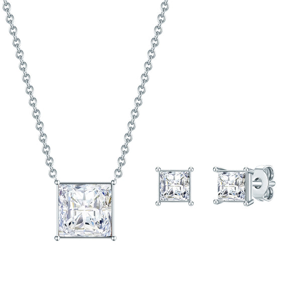 Set (Kette+Ohrstecker) 
 verziert mit Kristallen von Swarovski® weiß