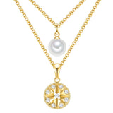 Kette gelbgold Synthetische Perle weiß Glas weiß