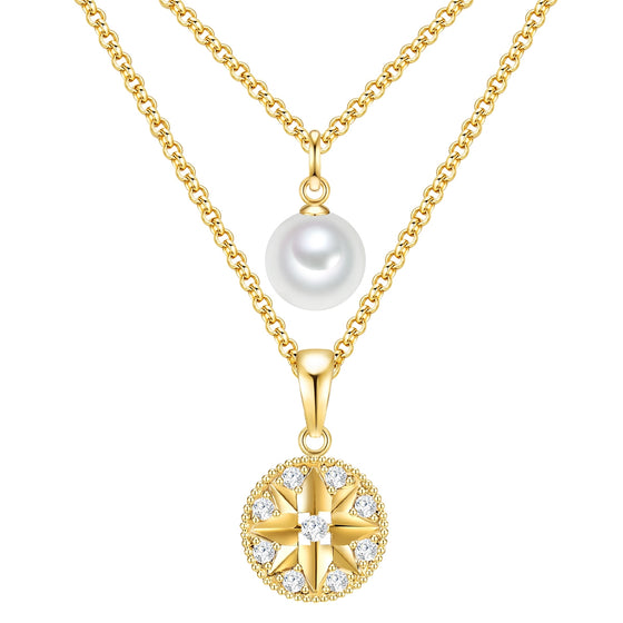 Kette gelbgold Synthetische Perle weiß Glas weiß