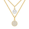 Kette gelbgold Synthetische Perle weiß Glas weiß