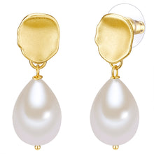 Ohrstecker gelbgold Muschelkernperle weiß