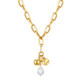 Kette gelbgold Muschelkernperle weiß