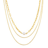 Kette gelbgold Muschelkernperle weiß