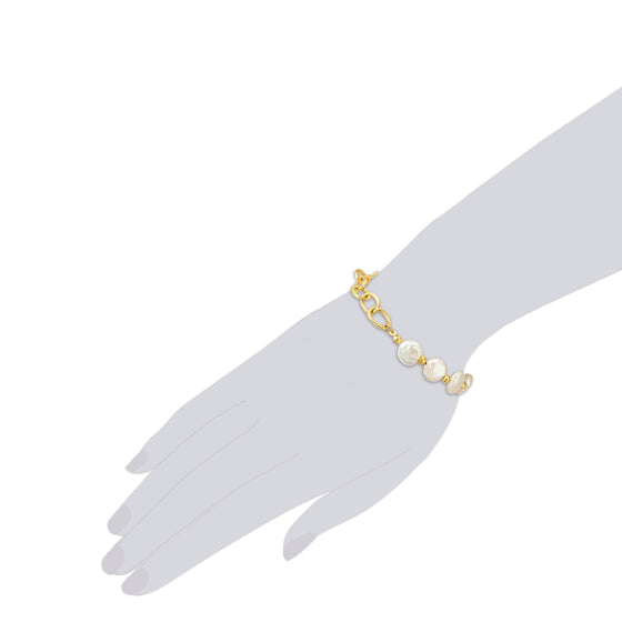 Armband gelbgold Süßwasser-Zuchtperle weiß