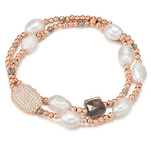  Armband roségold Süßwasser-Zuchtperle weiß Zirkonia weiß