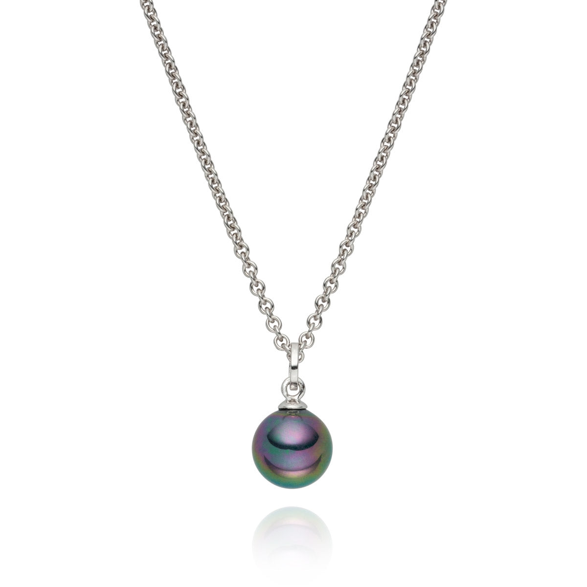 Kette mit Anhänger Muschelkernperle anthrazit
