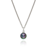 Kette mit Anhänger Muschelkernperle anthrazit