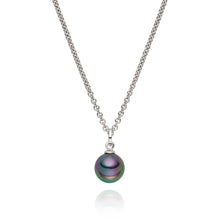  Kette mit Anhänger Muschelkernperle anthrazit