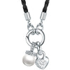 Kette schwarz Perle (synth.) weiß verziert mit Kristallen von Swarovski® weiß