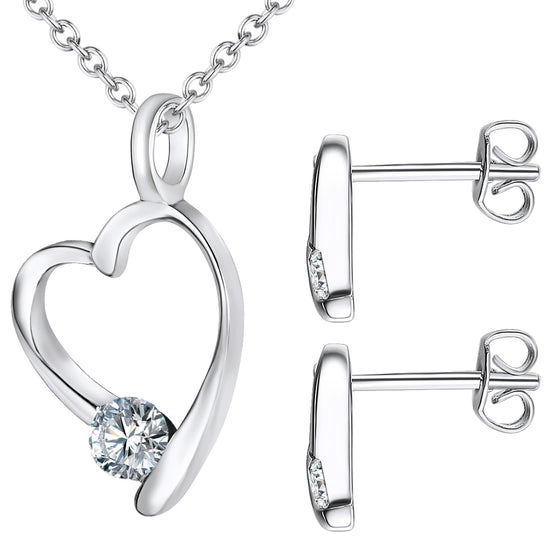 Set (Kette+Ohrstecker) 
 verziert mit Kristallen von Swarovski® weiß