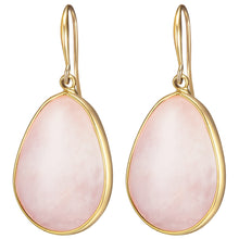  Ohrhänger gelbgold Naturstein rosa