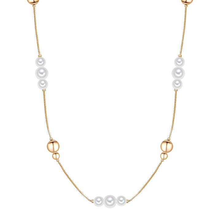 Kette gelbgold Muschelkernperle weiß