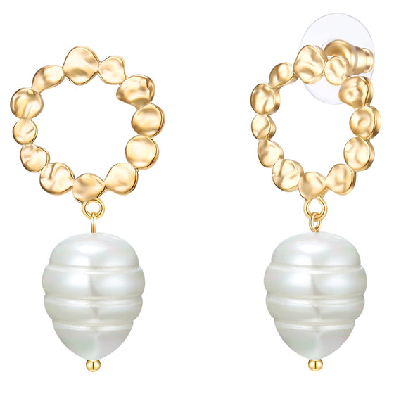 Ohrhänger gelbgold Muschelkernperle weiß
