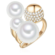  Ring gelbgold Muschelkernperle weiß Zirkonia weiß