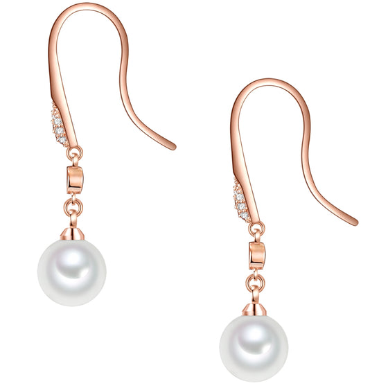 Ohrhänger roségold Muschelkernperle weiß Glaskristall weiß