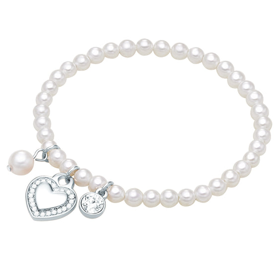 Armband Muschelkernperle weiß Kristall weiß