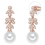 Ohrstecker roségold Muschelkernperle weiß Zirkonia weiß