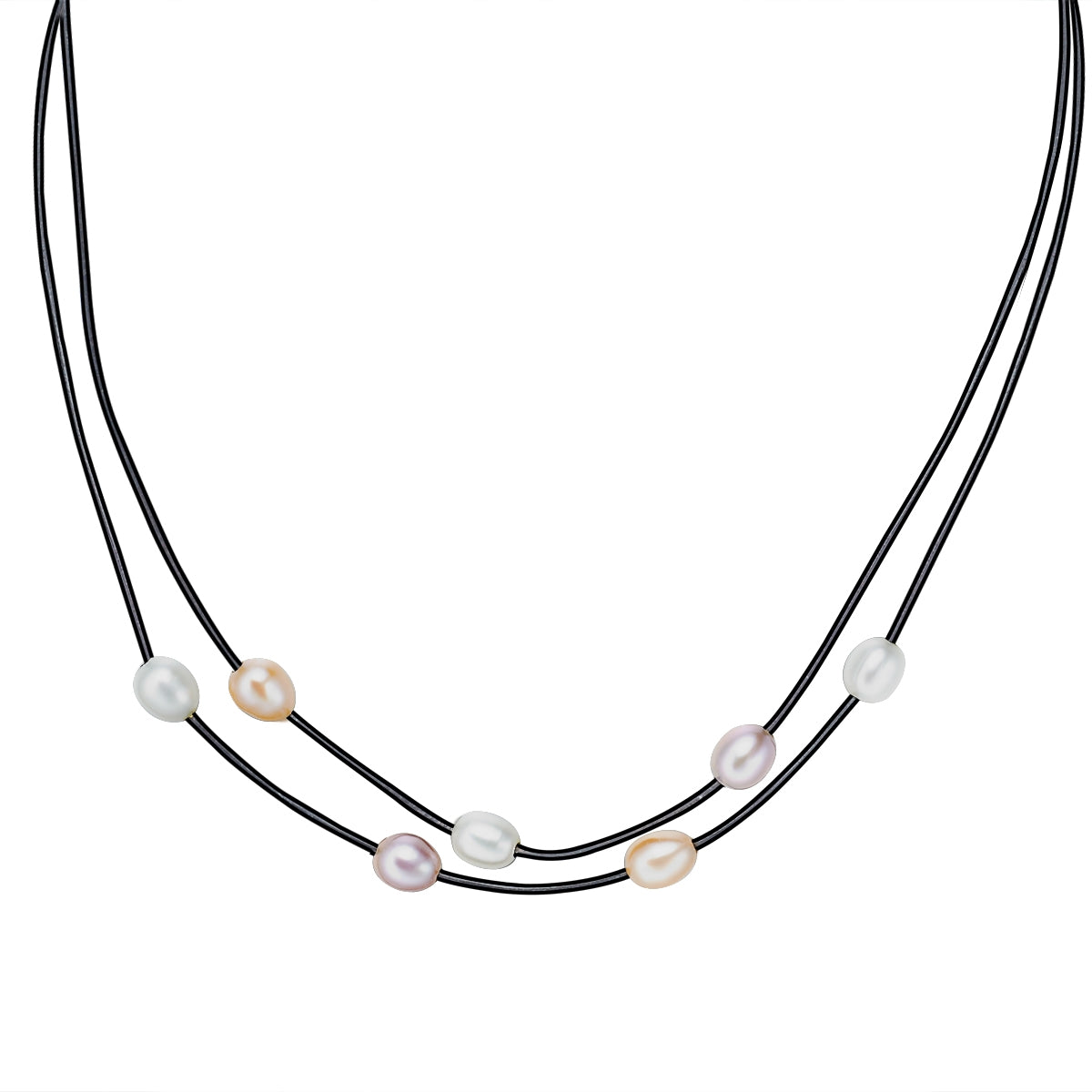 Kette schwarz Süßwasser-Zuchtperle multicolor
