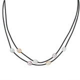 Kette schwarz Süßwasser-Zuchtperle multicolor