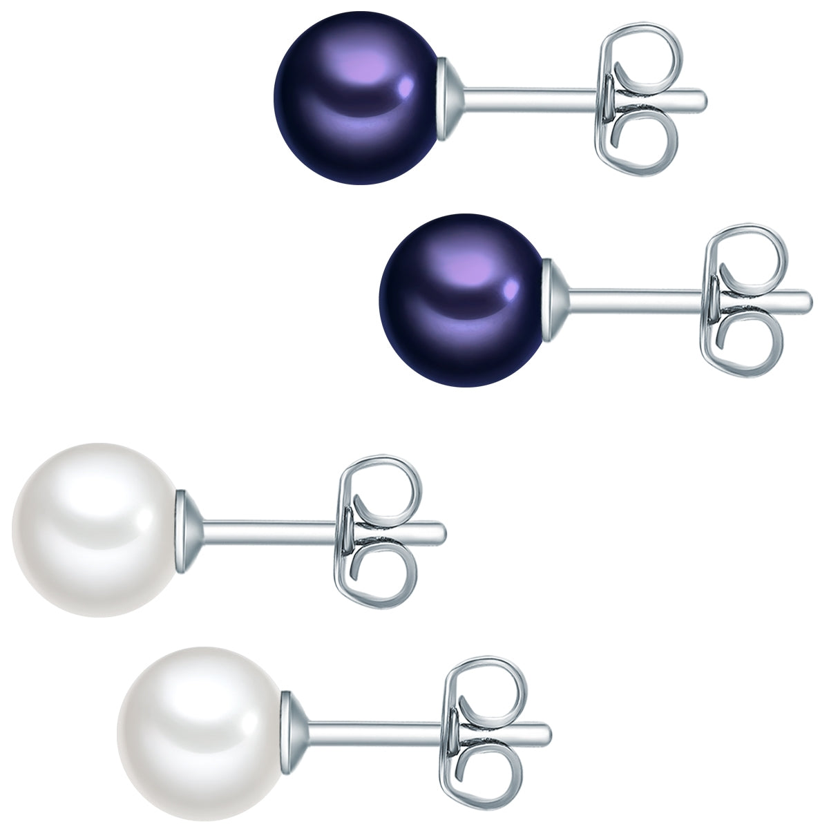 2er Set Ohrstecker Muschelkernperle weiß violett