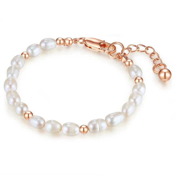Armband roségold Süßwasser-Zuchtperle weiß