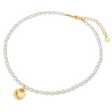 Kette gelbgold Süßwasser-Zuchtperle weiß