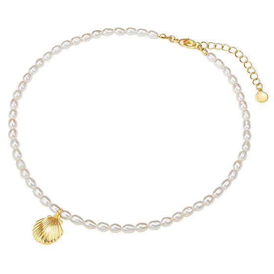 Kette gelbgold Süßwasser-Zuchtperle weiß