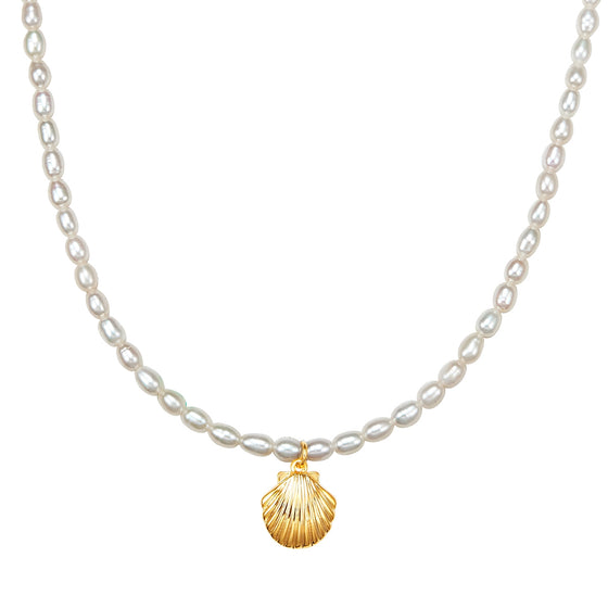 Kette gelbgold Süßwasser-Zuchtperle weiß