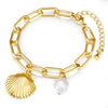 Armband gelbgold Muschelkernperle weiß